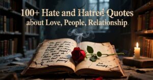 “Collection of 100+ quotes about hate, hatred, love, people, and relationships.”